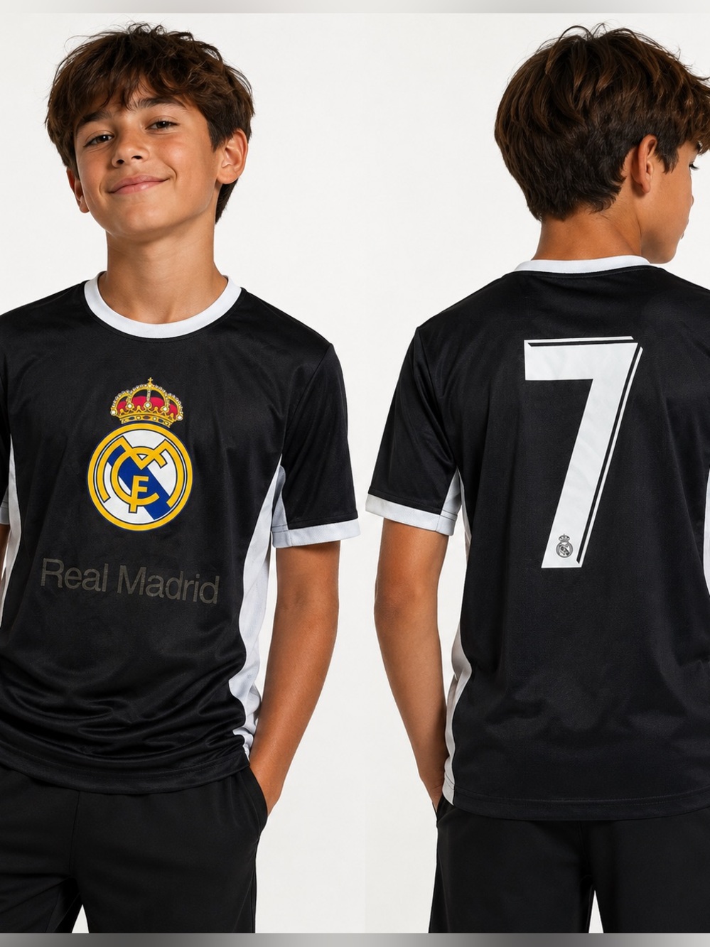 Real Madrid Black #7 Soccer Jersey Youth Small Licensed Official Merch
